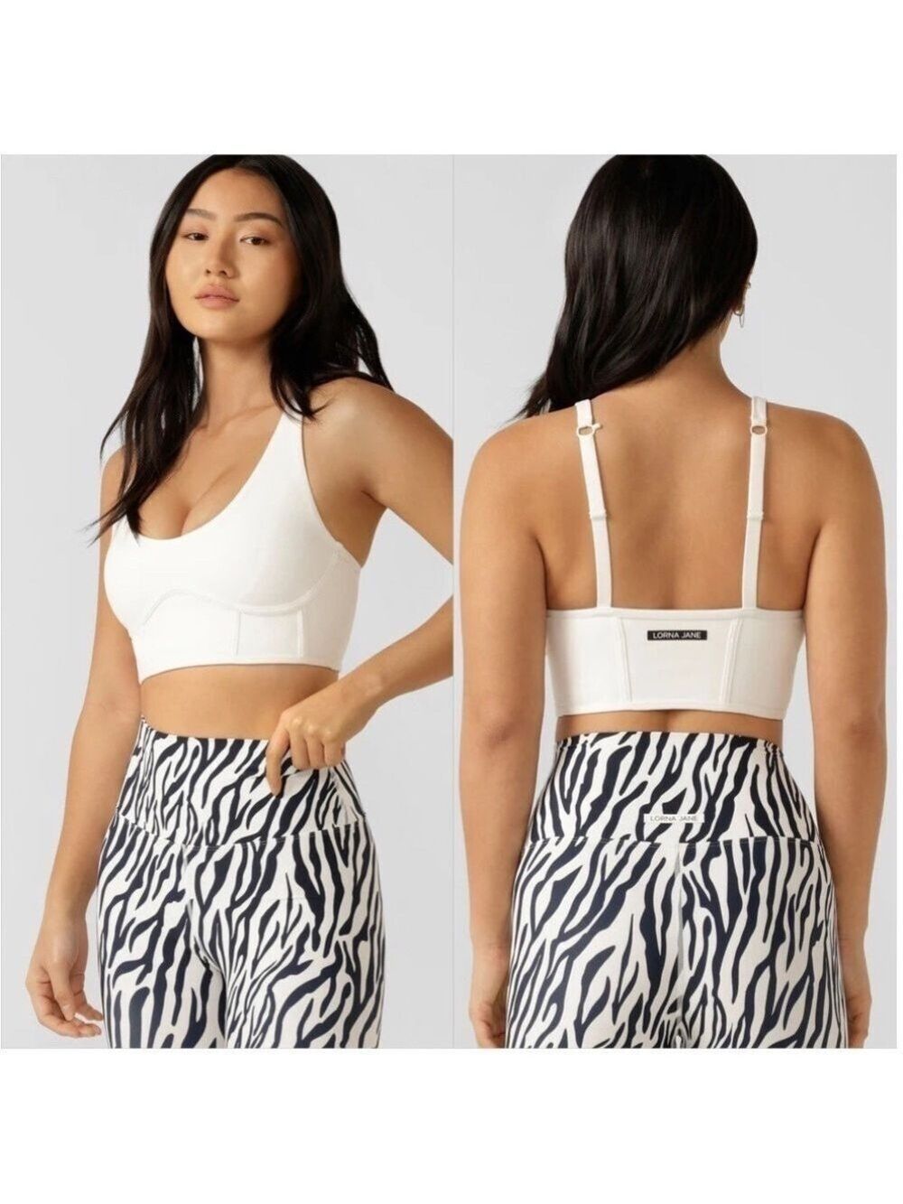 Lorna Jane Corset Long Line Sporta Bra White XS